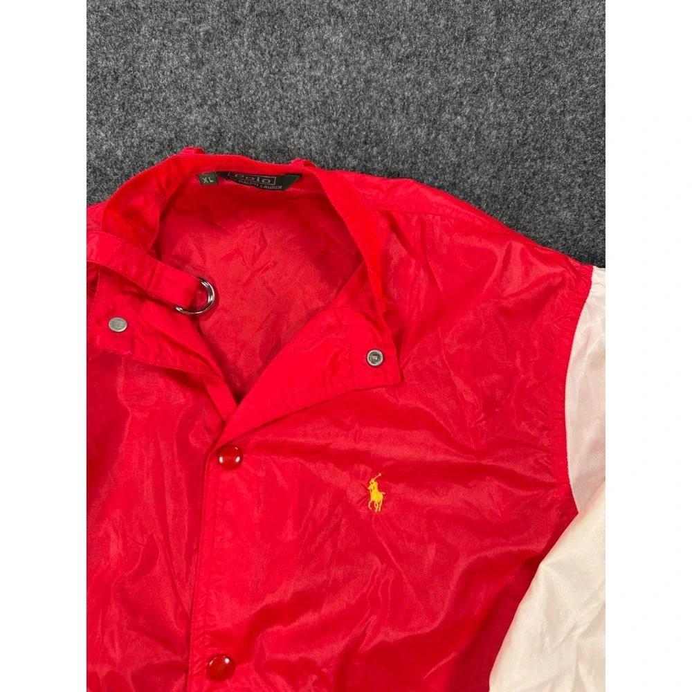 Polo Ralph Lauren Vintage Spell Out Windbreaker Jacket Red White Men's XL